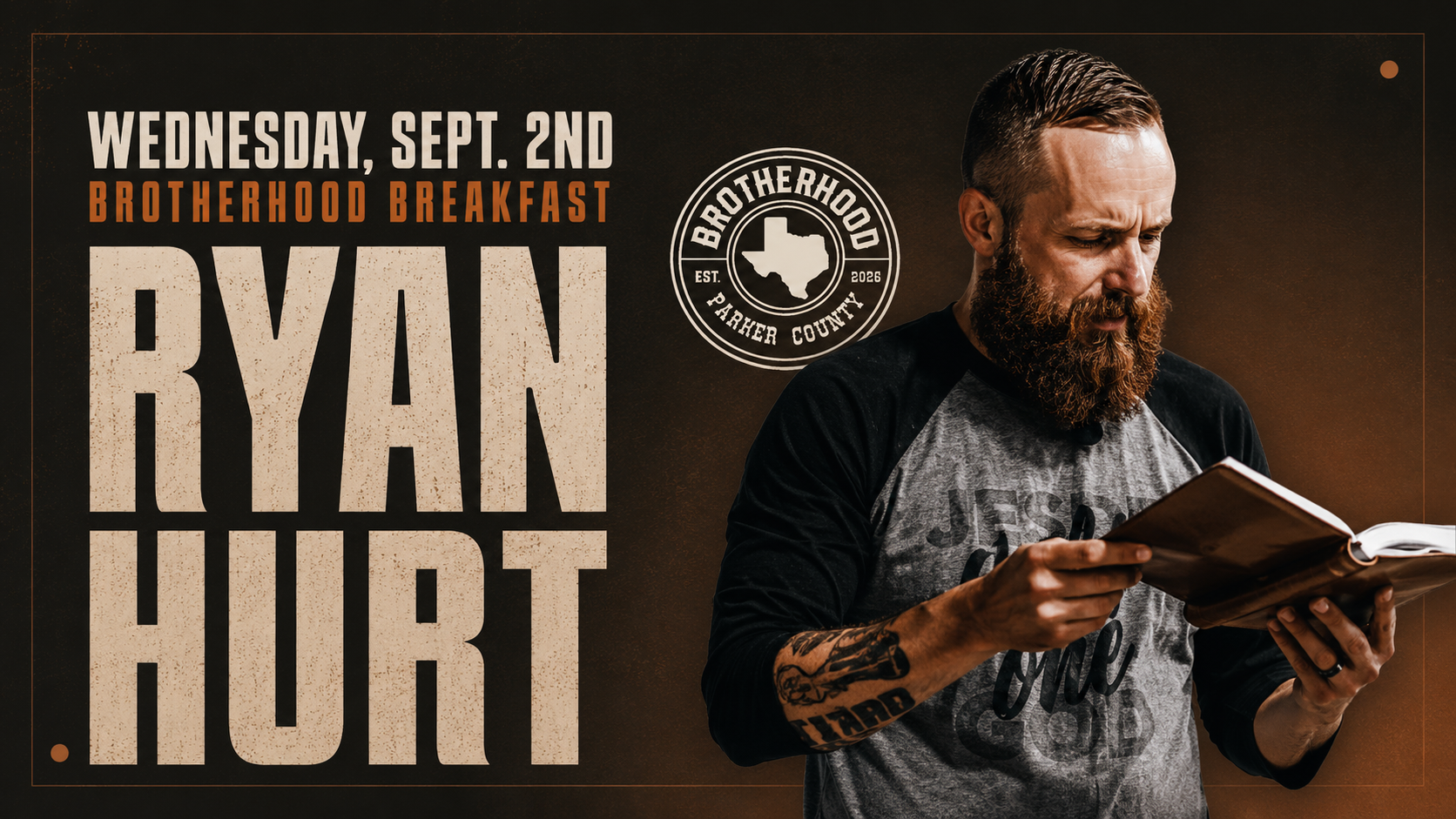 Brotherhood Breakfast, Wednesday September 2nd, featuring Ryan Hurt